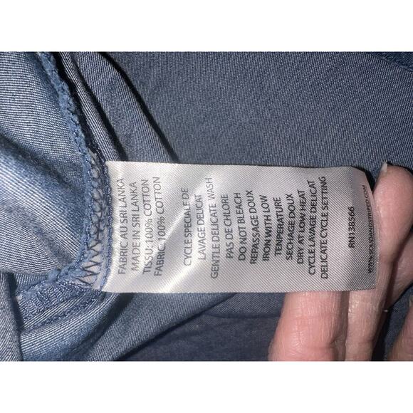 Solid & Striped Dress Size M Blue Chambray Cotton Fit-Flared Long Sleeve Collar - Picture 5 of 12